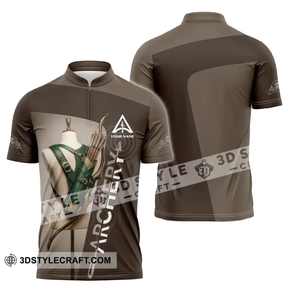 Unisex Shirt - Custom Archery 3D Shirt Zipper Polo Shirt / S T-shirt