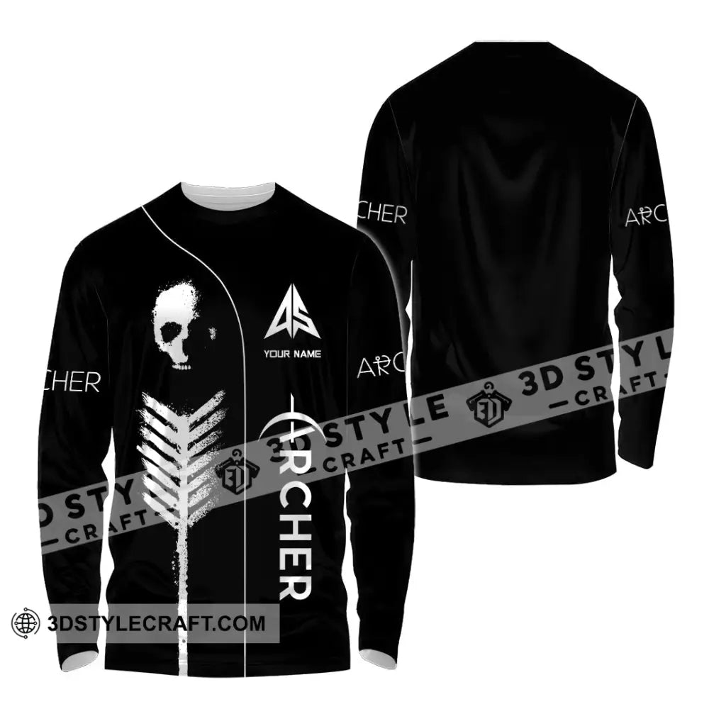 Unisex Shirt - Custom Archery Skullcap Archery Player Shirt Long Sleeve Shirt / S T-shirt