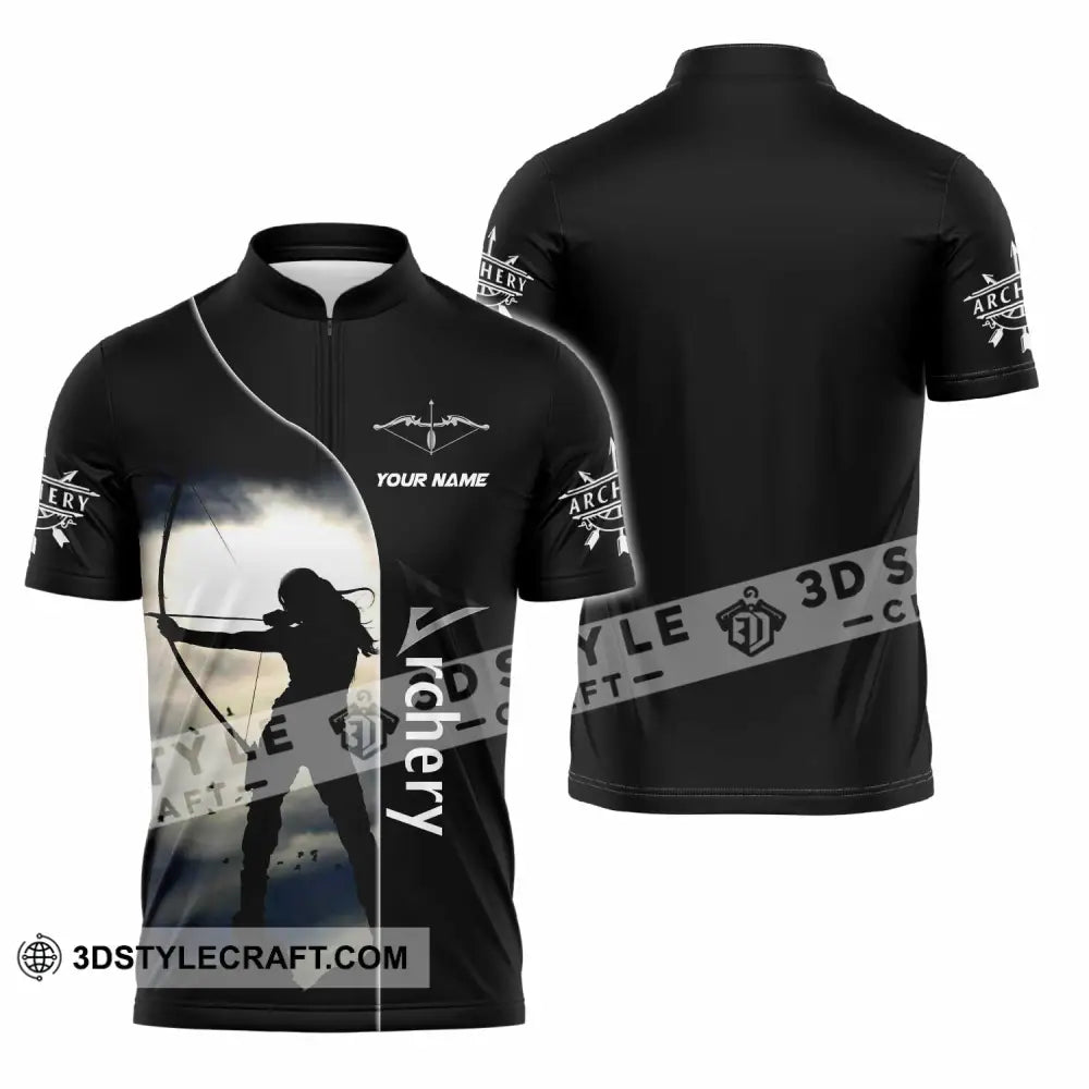 Unisex Shirt - Custom Archery Sport Lover Shirt Zipper Polo Shirt / S T-shirt