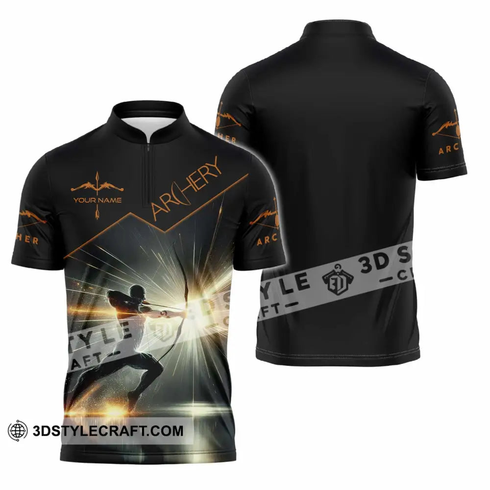 Unisex Shirt - Custom Archery Sport Shirt Zipper Polo Shirt / S T-shirt