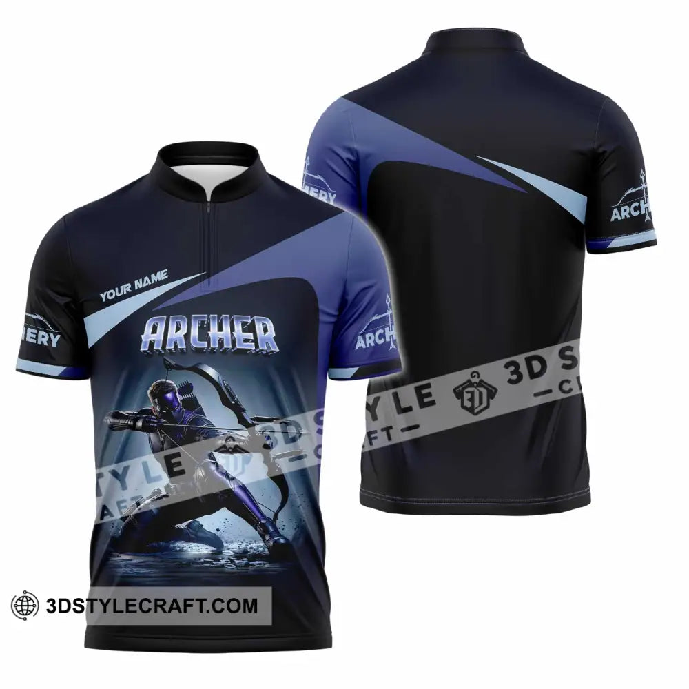 Unisex Shirt - Custom Archery Warrior Sport Shirt Zipper Polo Shirt / S T-shirt
