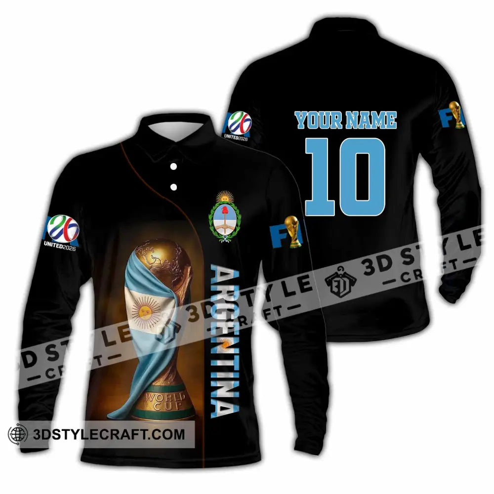 Unisex Shirt - Custom Argentina 3D Shirt Long Sleeve Polo / S T-shirt