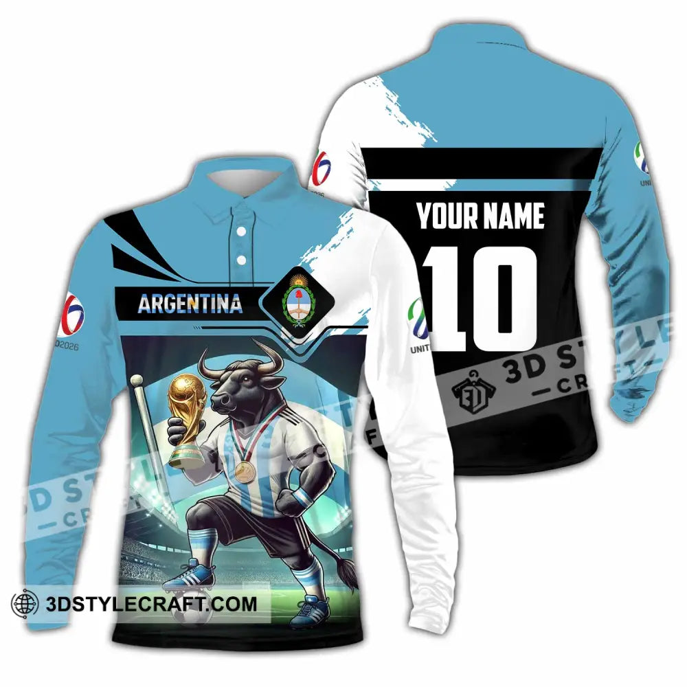 Unisex Shirt - Custom Argentina 3D Shirt Long Sleeve Polo / S T-shirt
