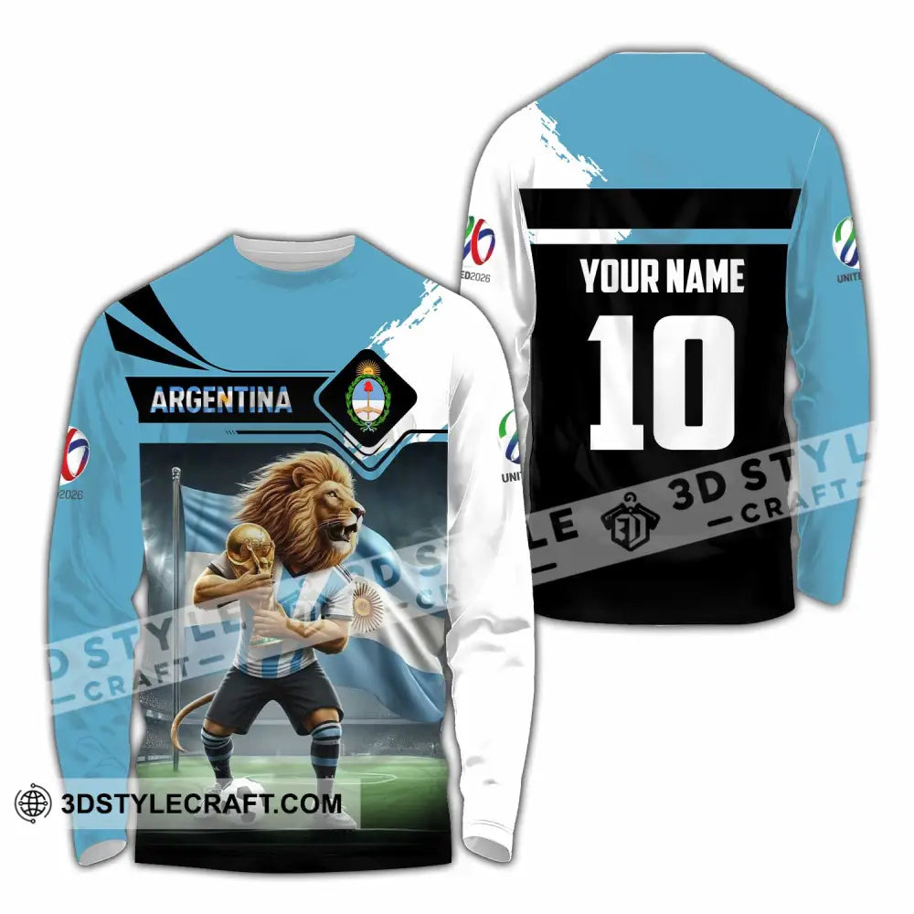 Unisex Shirt - Custom Argentina 3D Shirt Long Sleeve Shirt / S T-shirt