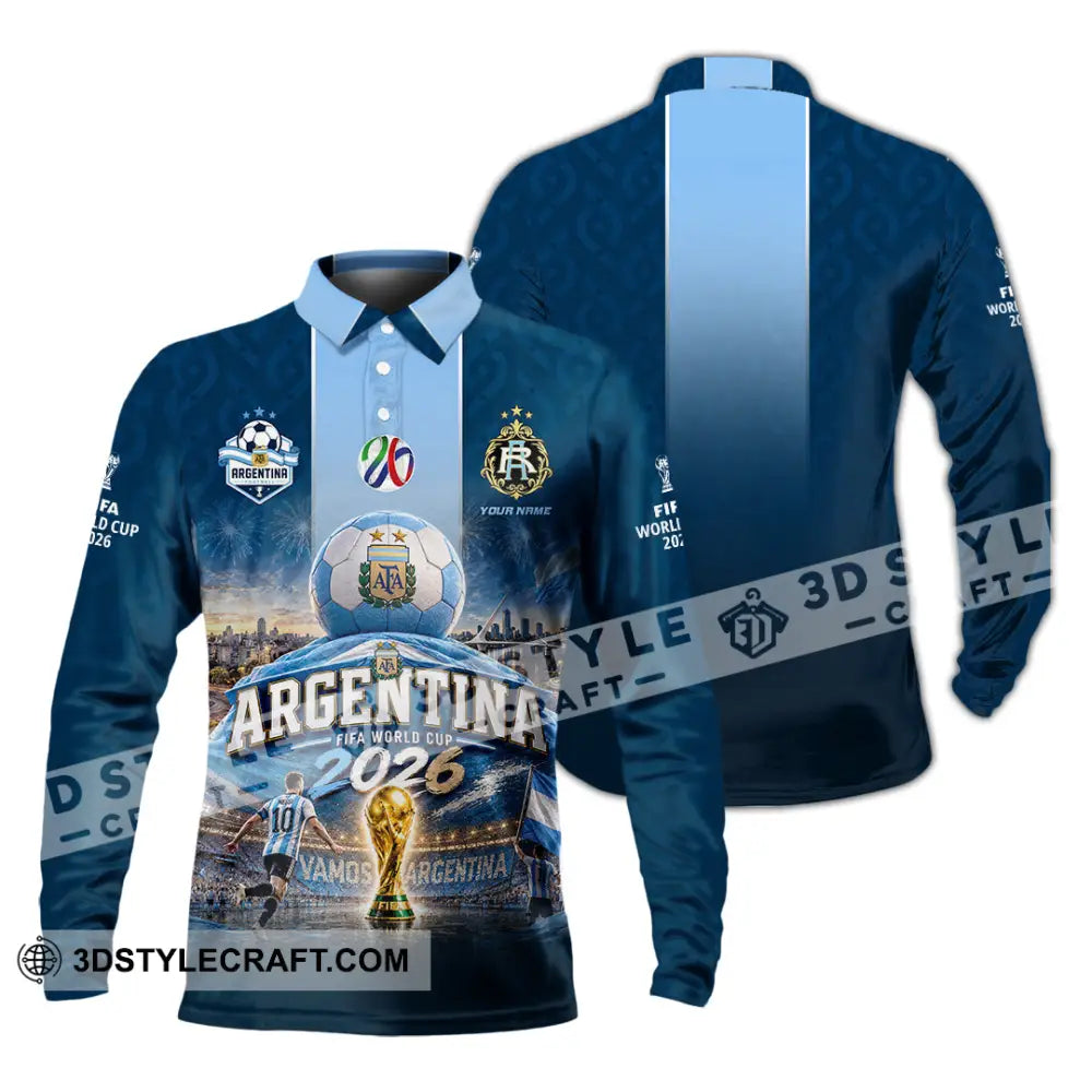 Unisex Shirt - Custom Argentina World Cup 2026 Shirt - Long Sleeve Polo / S - T-shirt