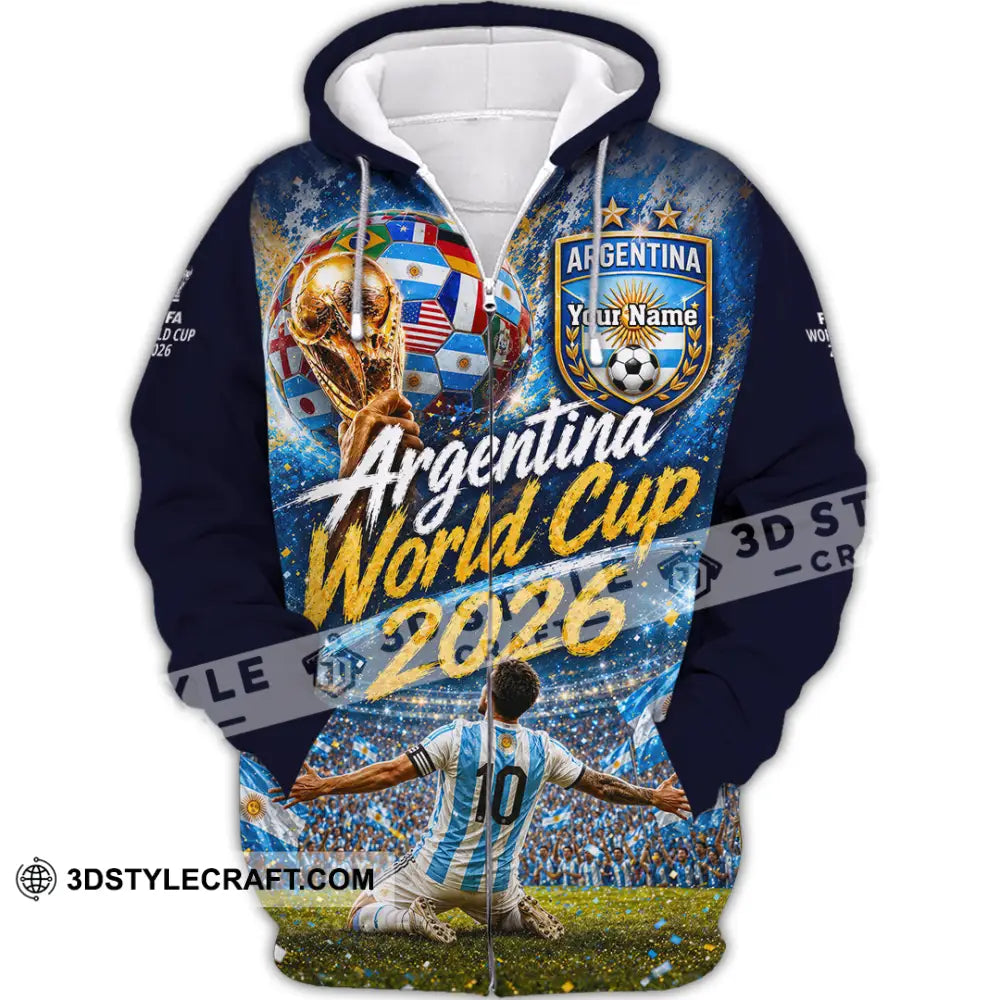 Unisex Shirt - Custom Argentina World Cup 2026 Shirt - Zipper Hoodie / S - T-shirt