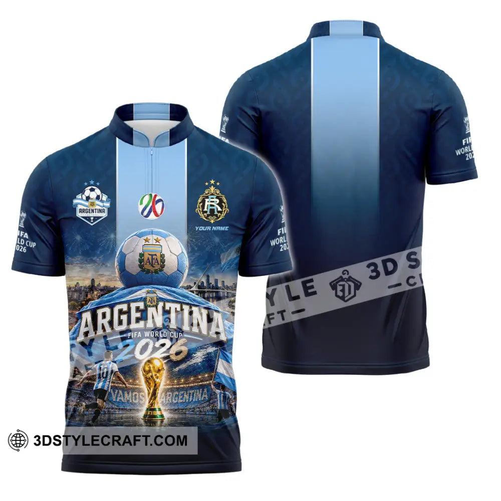 Unisex Shirt - Custom Argentina World Cup 2026 Shirt - Zipper Polo Shirt / S - T-shirt