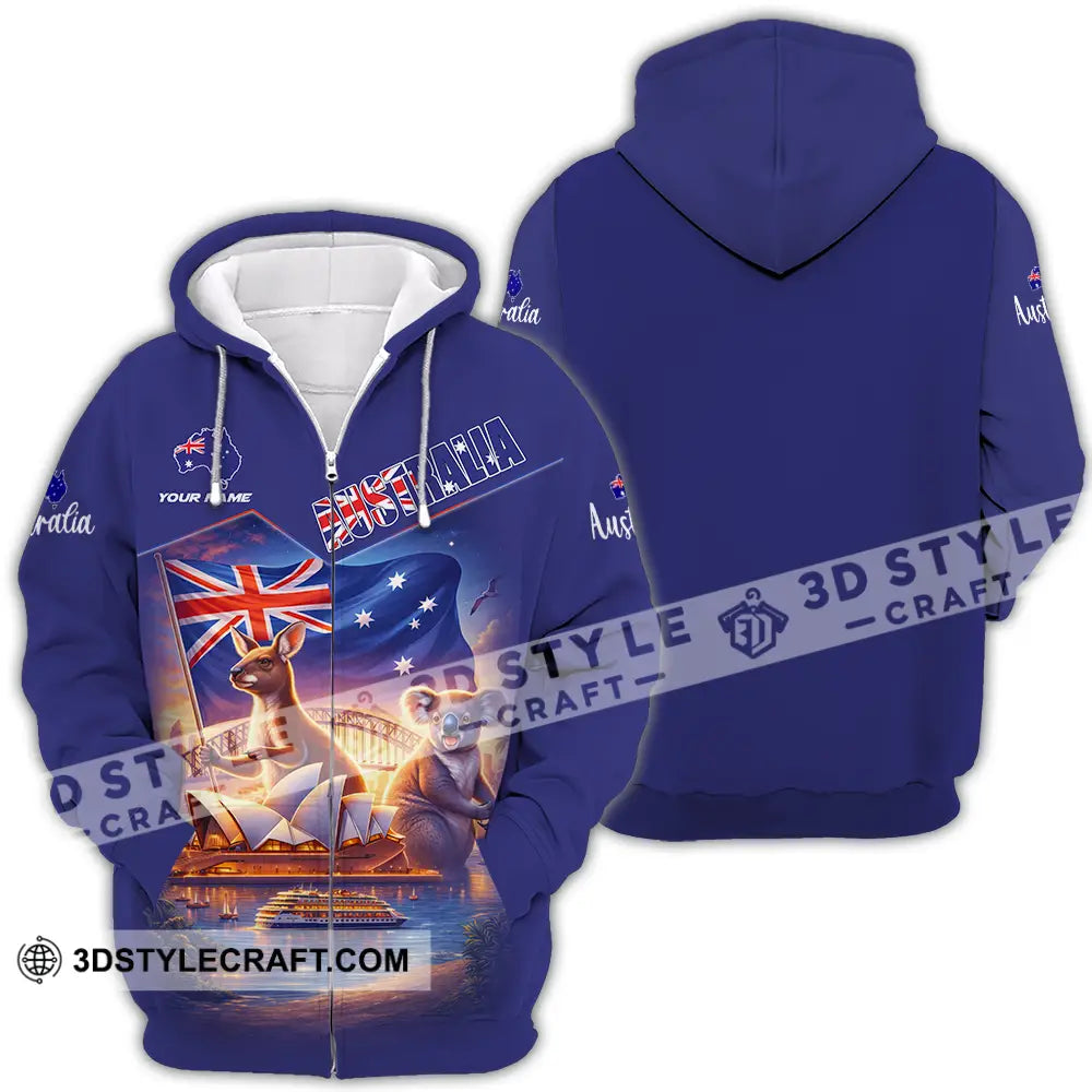 Unisex Shirt - Custom Australia 3D Shirt Zipper Hoodie / S T-shirt