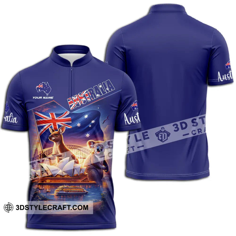 Unisex Shirt - Custom Australia 3D Shirt Zipper Polo Shirt / S T-shirt