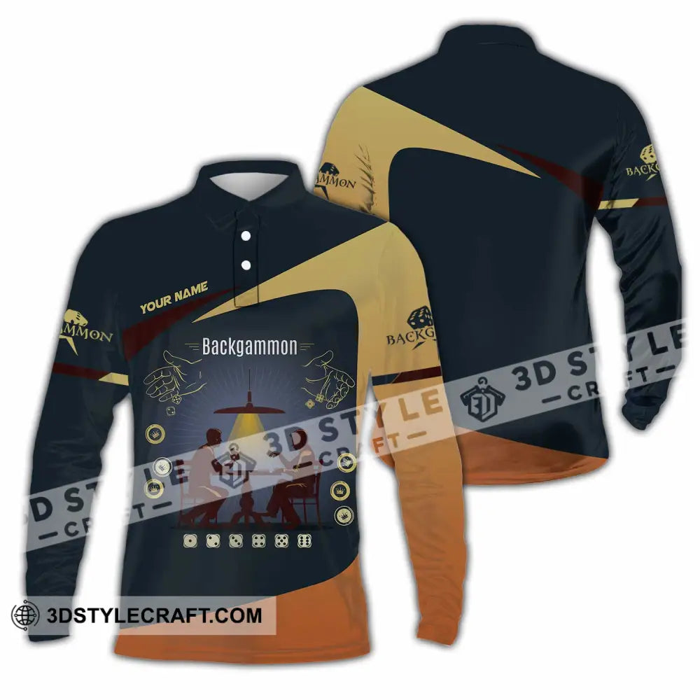 Unisex Shirt - Custom Backgammon 3D Shirt Long Sleeve Polo / S T-shirt