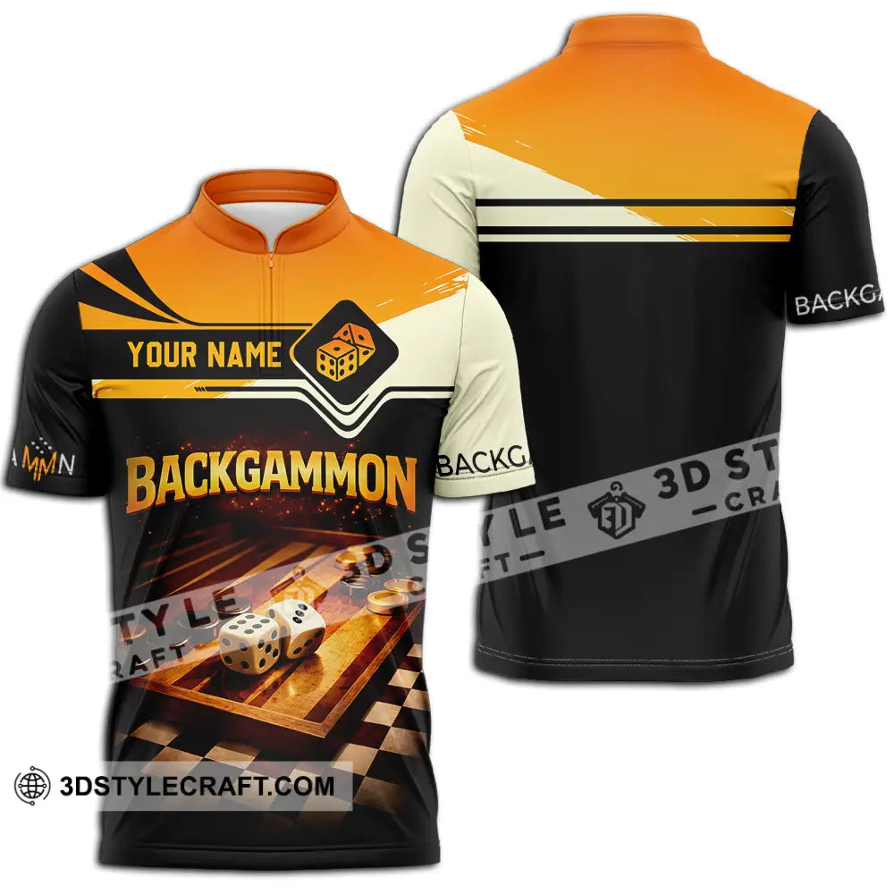 Unisex Shirt - Custom Backgammon 3D Shirt Zipper Polo Shirt / S T-shirt