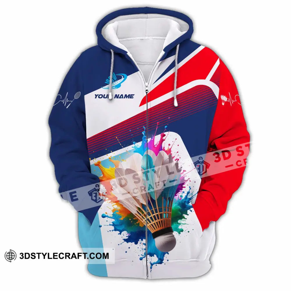 Unisex Shirt - Custom Badminton 3D Shirt Zipper Hoodie / S T-shirt