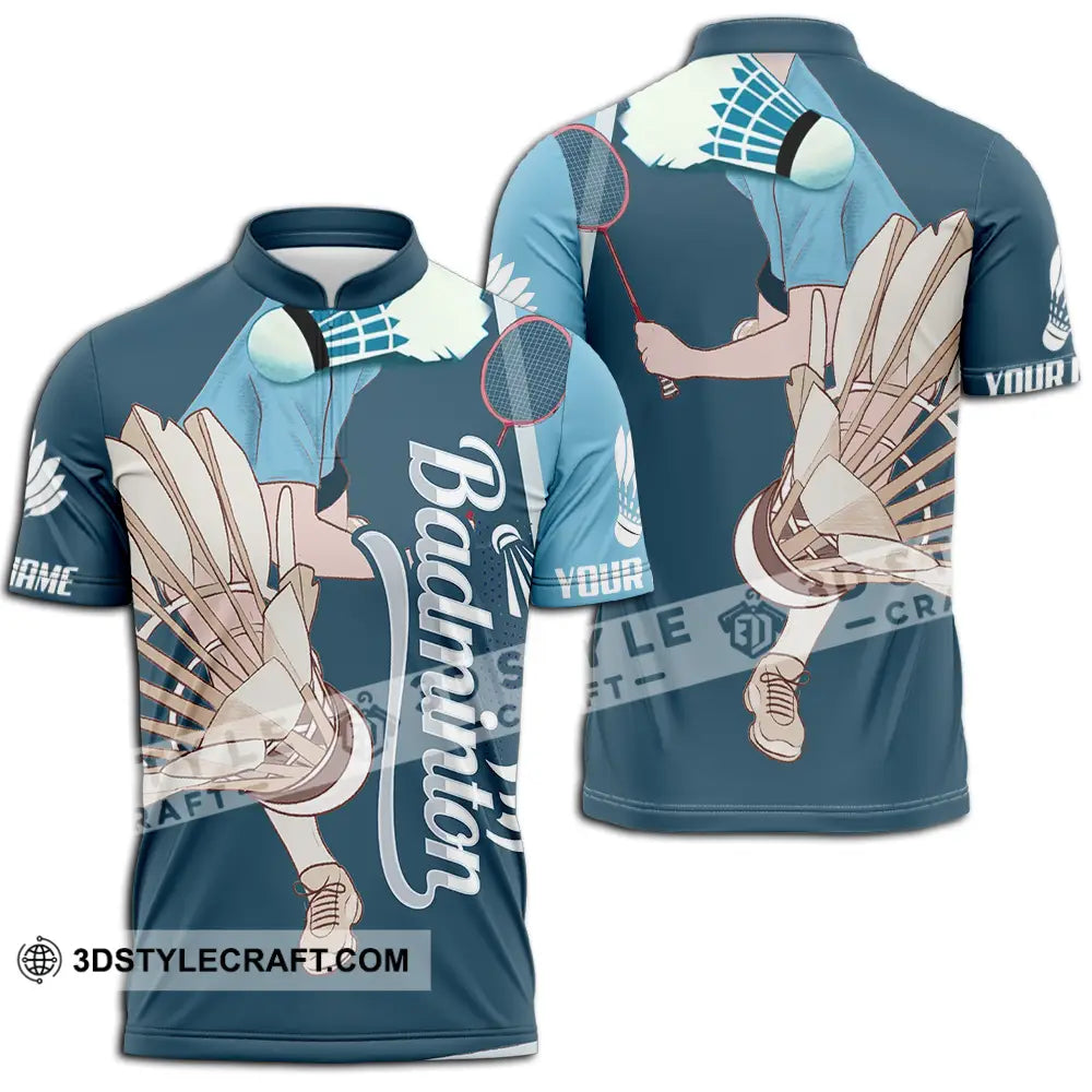 Unisex Shirt - Custom Badminton 3D Shirt Zipper Polo Shirt / S T-shirt