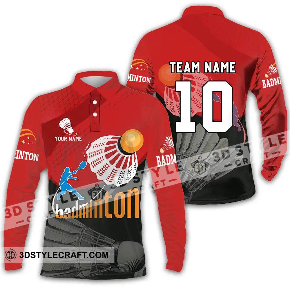 Unisex Shirt - Custom Badminton Player Shirt Long Sleeve Polo / S T-shirt