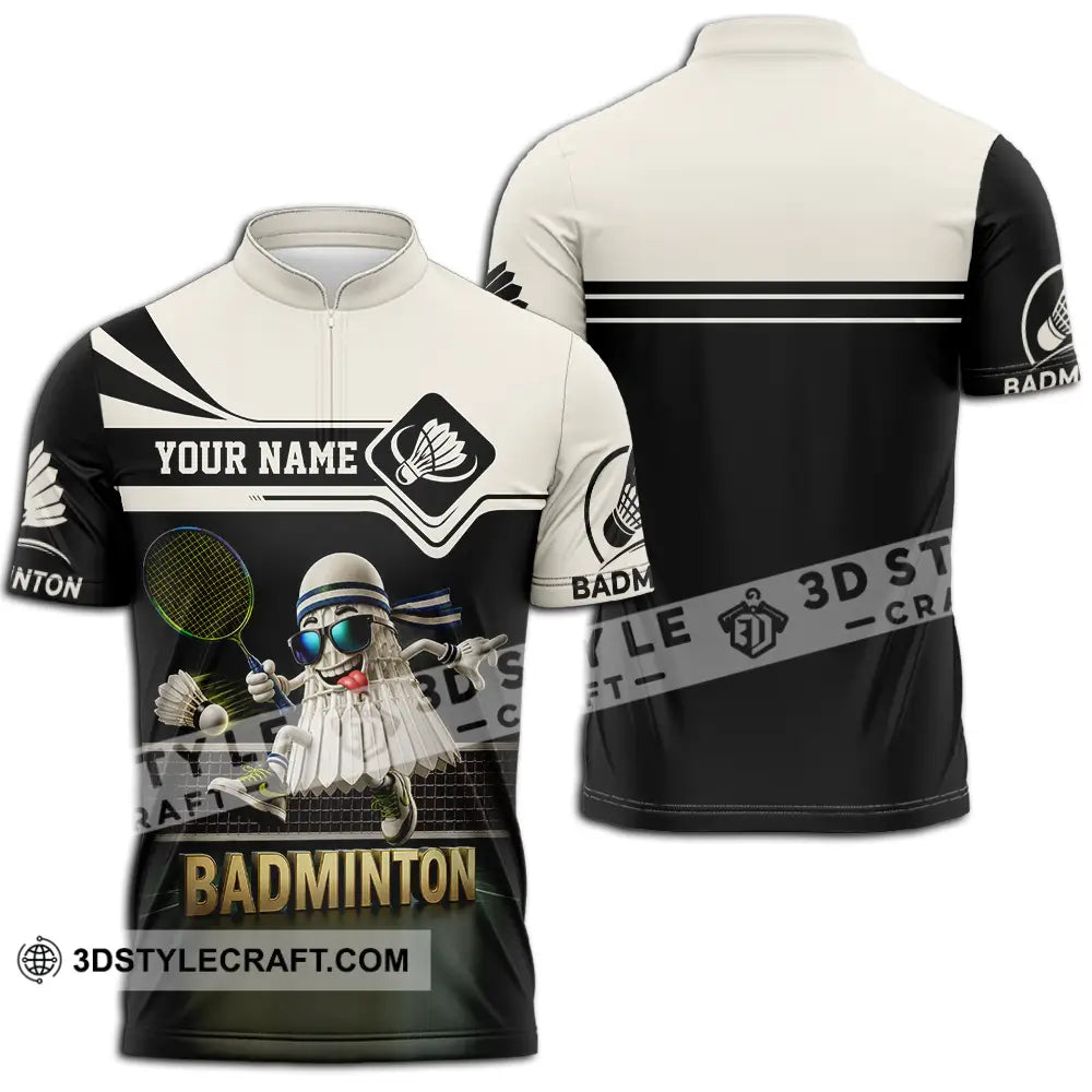 Unisex Shirt - Custom Badminton Shirt - Zipper Polo Shirt / S - T-shirt