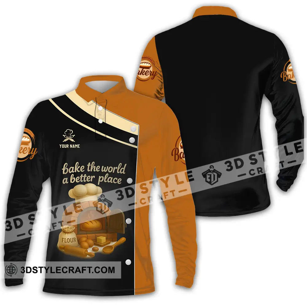 Unisex Shirt Custom Bake The World A Better Place Shirt Long Sleeve Polo / S T shirt