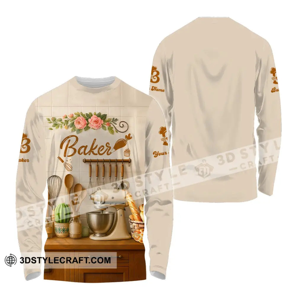 Unisex Shirt - Custom Baker Love Baking Shirt Long Sleeve Shirt / S T-shirt