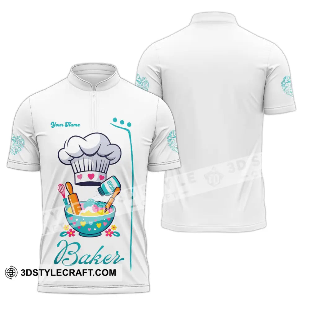 Unisex Shirt - Custom Baker Love Baking Shirt Zipper Polo Shirt / S T-shirt