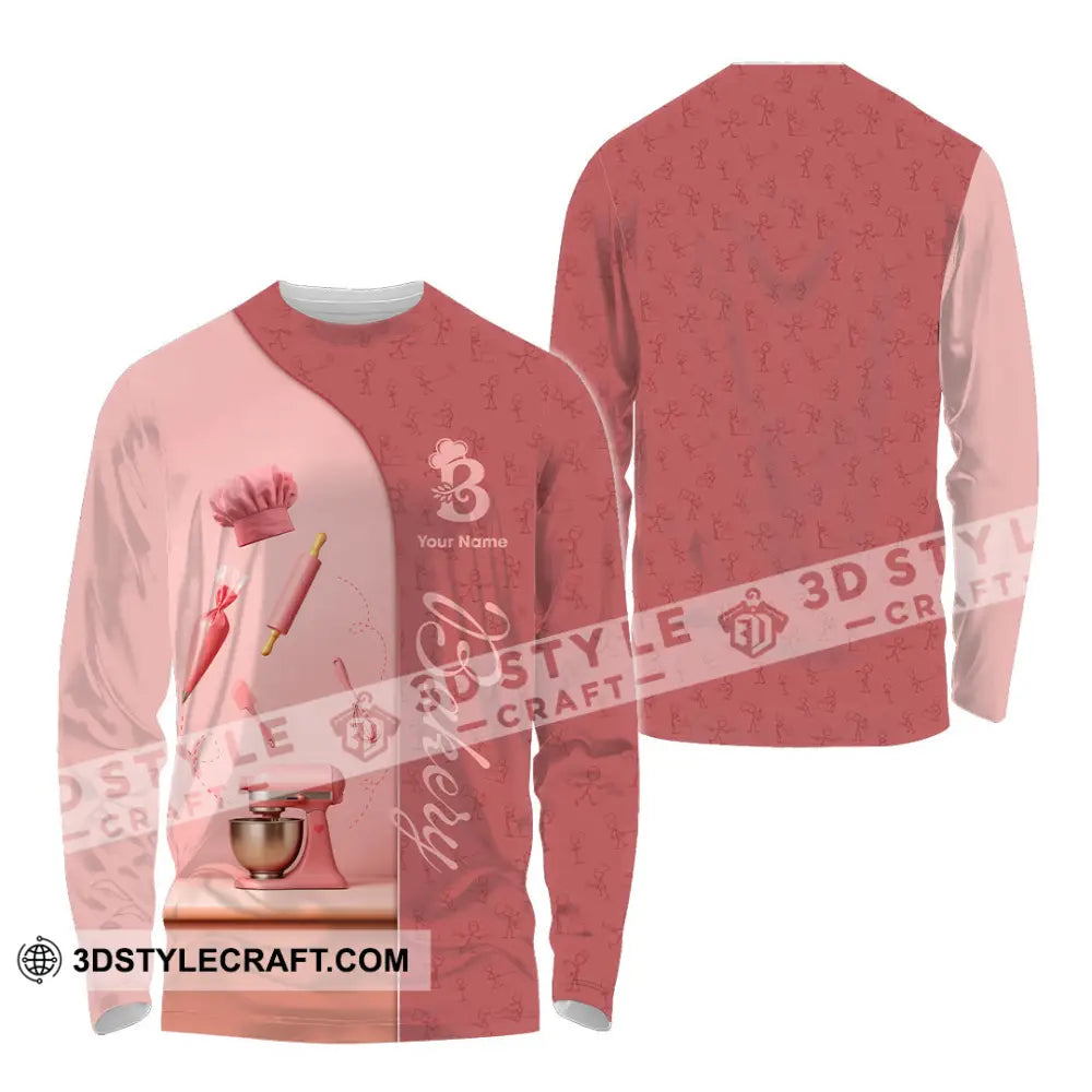 Unisex Shirt - Custom Bakery Pink Cute Shirt Long Sleeve Shirt / S T-shirt