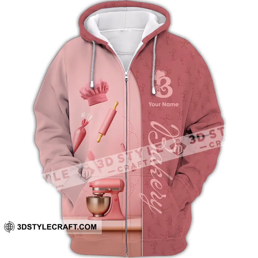 Unisex Shirt - Custom Bakery Pink Cute Shirt Zipper Hoodie / S T-shirt