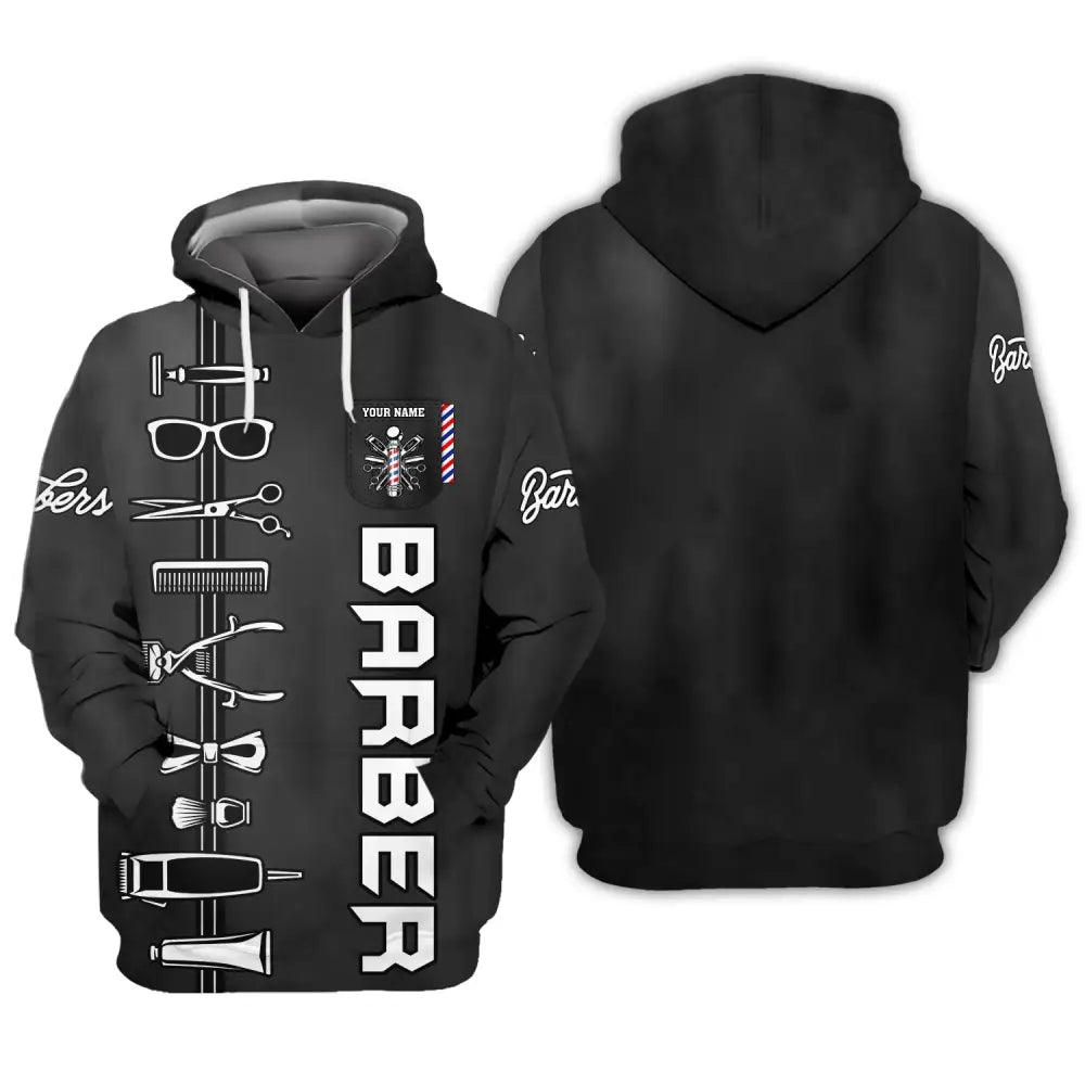 Unisex Shirt Custom Barber Personalized Name For Hairstylists Hoodie / S T-Shirt