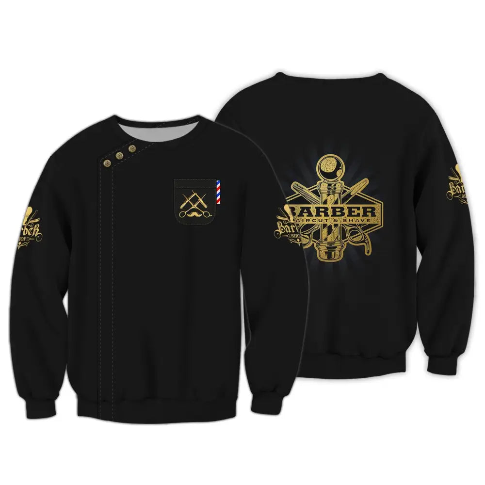 Unisex Shirt Custom Barber Personalized Name For Hairstylists Long Sleeve / S T-Shirt