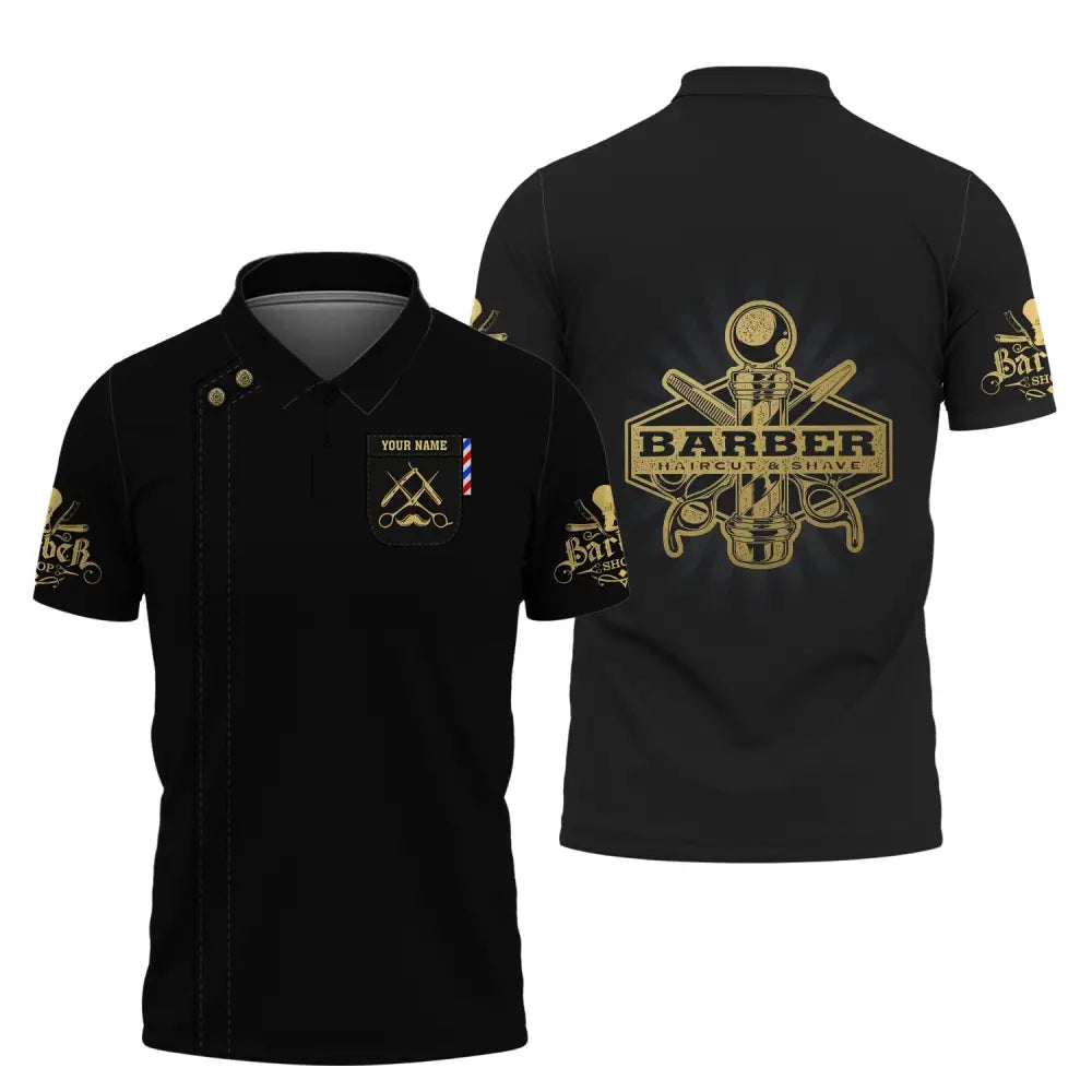 Unisex Shirt Custom Barber Personalized Name For Hairstylists Polo / S T-Shirt
