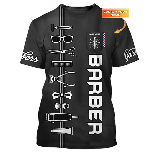 Unisex Shirt, Custom Barber Shirt, Personalized Name Shirt For Hairstylists style option 1