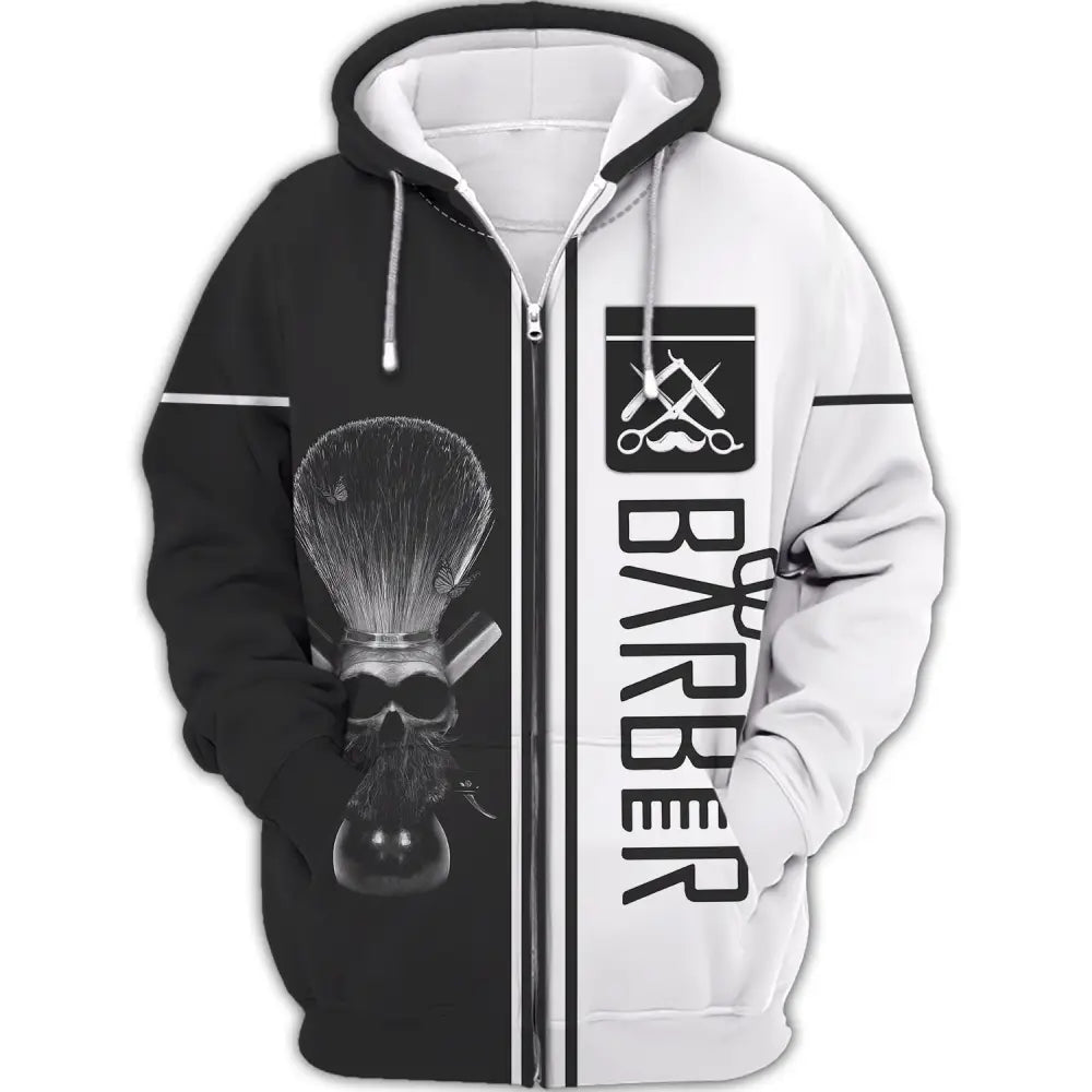 Unisex Shirt Custom Barber Personalized Name For Hairstylists Zipper Hoodie / S T-Shirt