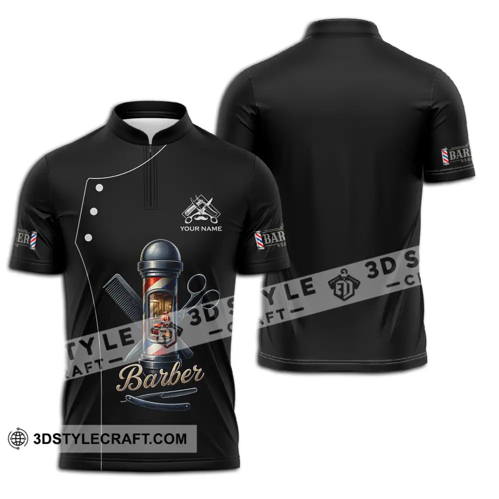 Unisex Shirt Custom Barber Shirt Zipper Polo Shirt / S T shirt