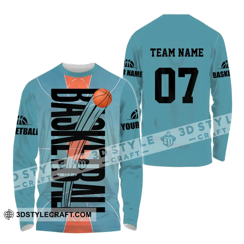 Unisex Shirt - Custom Basketball Blue Shirt Long Sleeve Shirt / S T-shirt