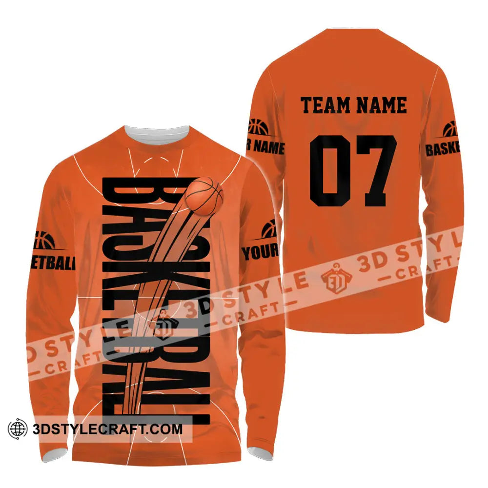 Unisex Shirt - Custom Basketball Orange Shirt Long Sleeve Shirt / S T-shirt