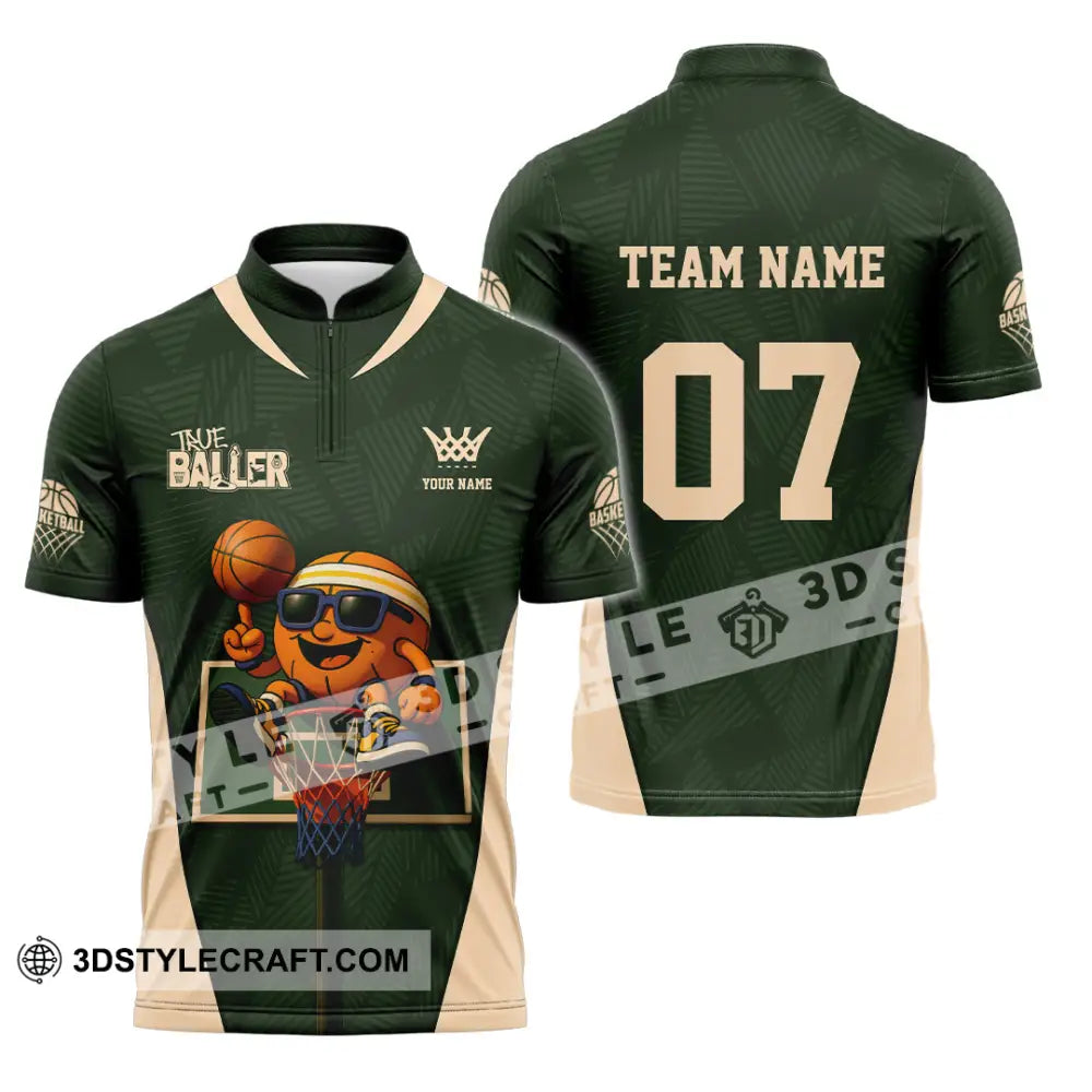 Unisex Shirt - Custom Basketball The Baller Shirt Zipper Polo Shirt / S T-shirt