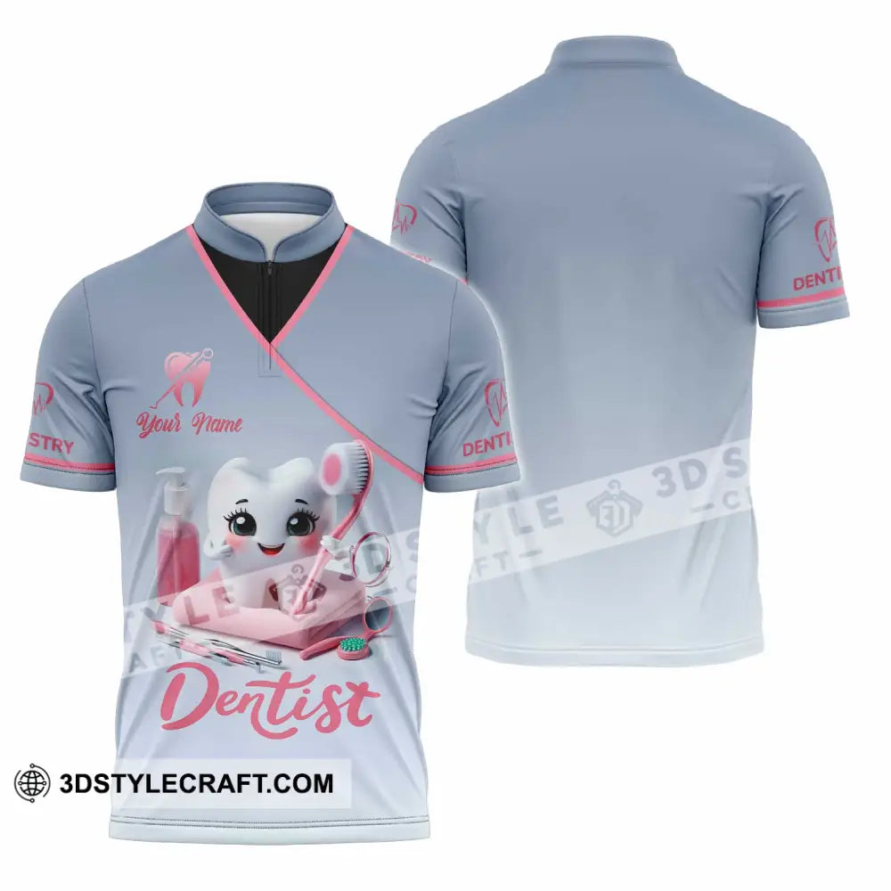 Unisex Shirt - Custom Beautiful Dentist Shirt Zipper Polo Shirt / S T-shirt