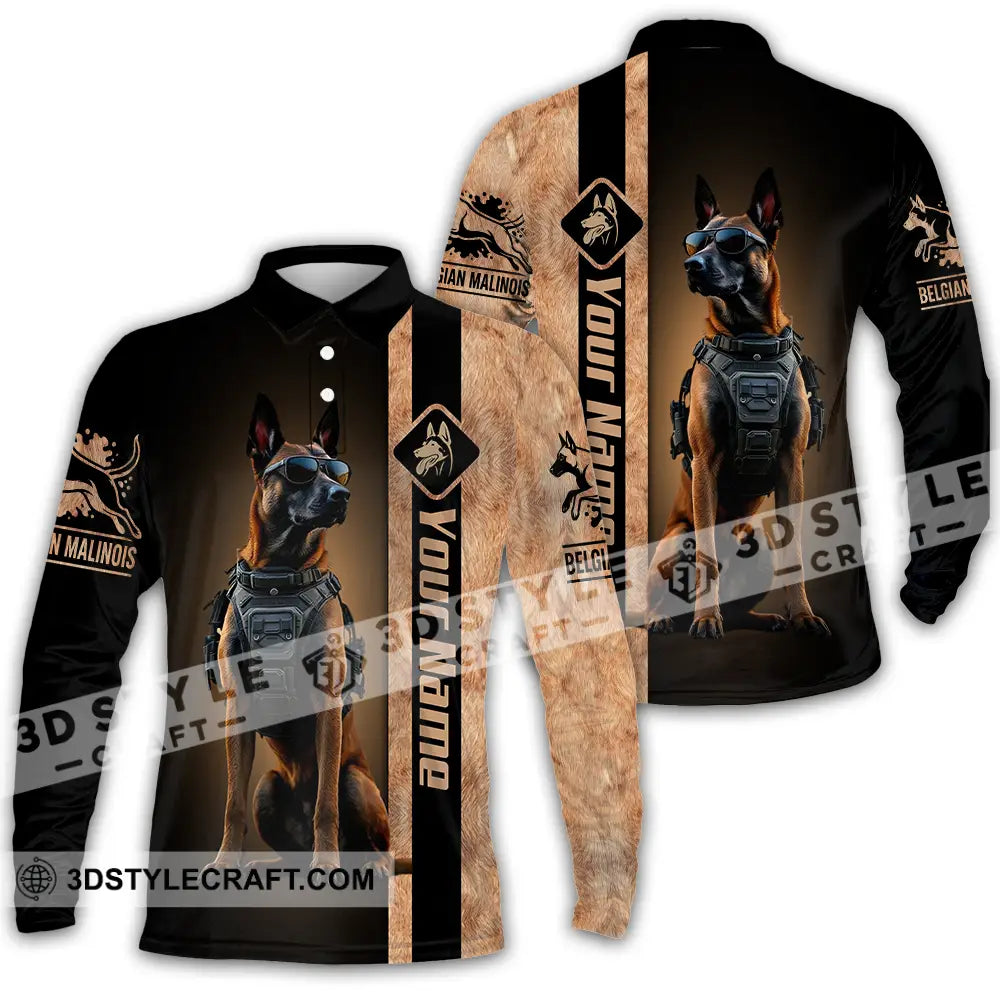 Unisex Shirt - Custom Belgian Malinois Pet Lover Shirt Long Sleeve Polo / S T-shirt