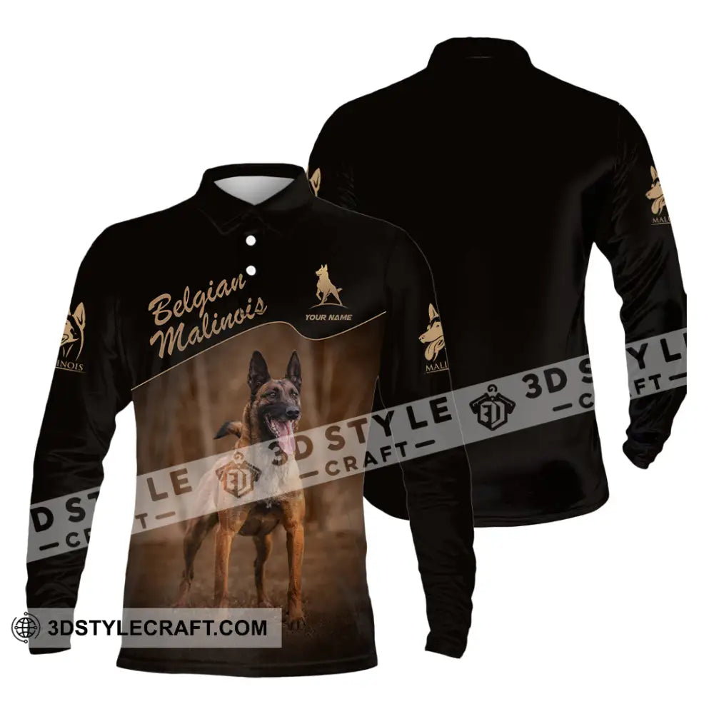 Unisex Shirt - Custom Belgian Malinois Pet Lover Shirt Long Sleeve Polo / S T-shirt