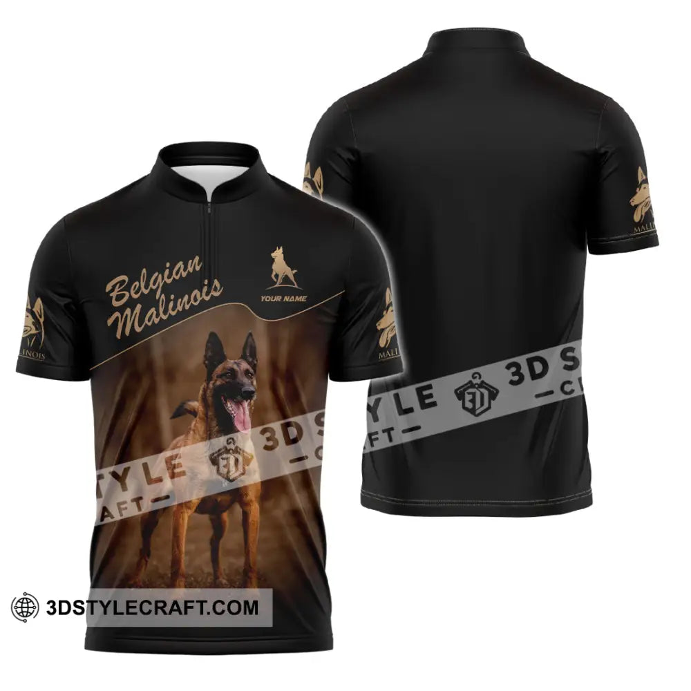 Unisex Shirt - Custom Belgian Malinois Pet Lover Shirt Zipper Polo Shirt / S T-shirt