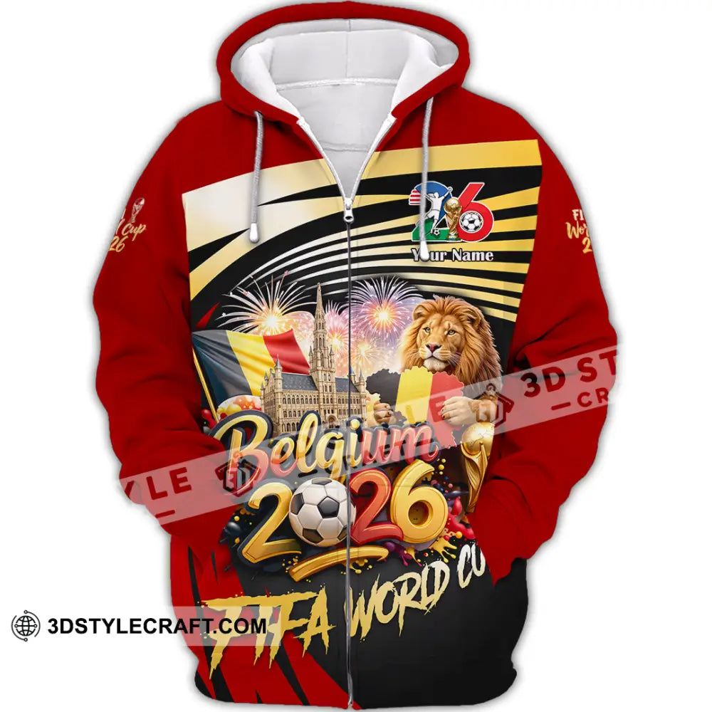 Unisex Shirt - Custom Belgium Fifa World Cup 2026 3D Shirt Zipper Hoodie / S T-shirt