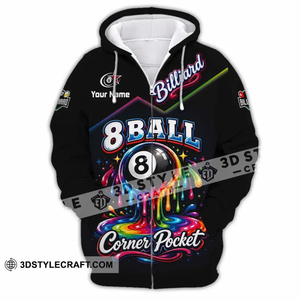 Unisex Shirt - Custom Billiard 8 Ball Shirt - Zipper Hoodie / S - T-shirt