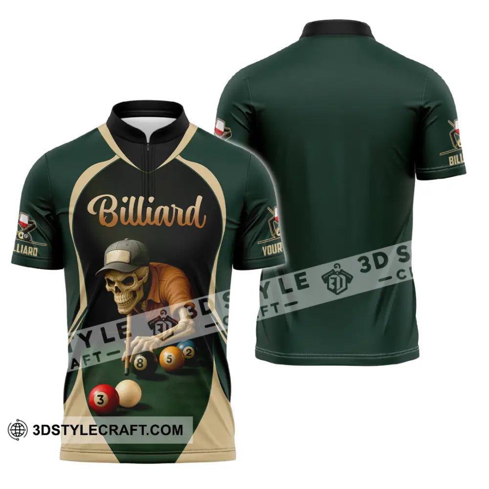Unisex Shirt - Custom Billiard Shirt Zipper Polo Shirt / S T-shirt