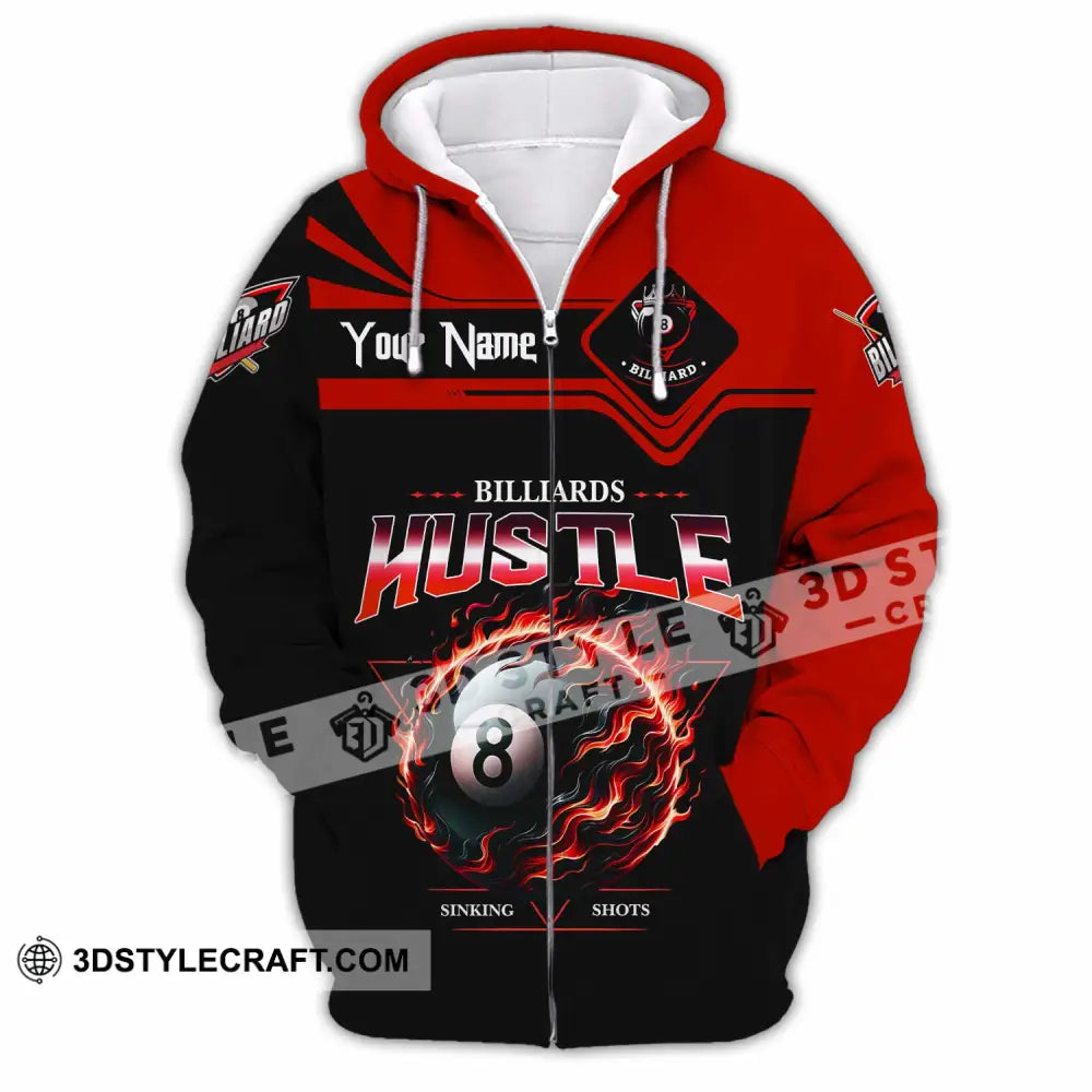 Unisex Shirt - Custom Billiards Hustle Sinking Shot Sport Shirt Zipper Hoodie / S T-shirt