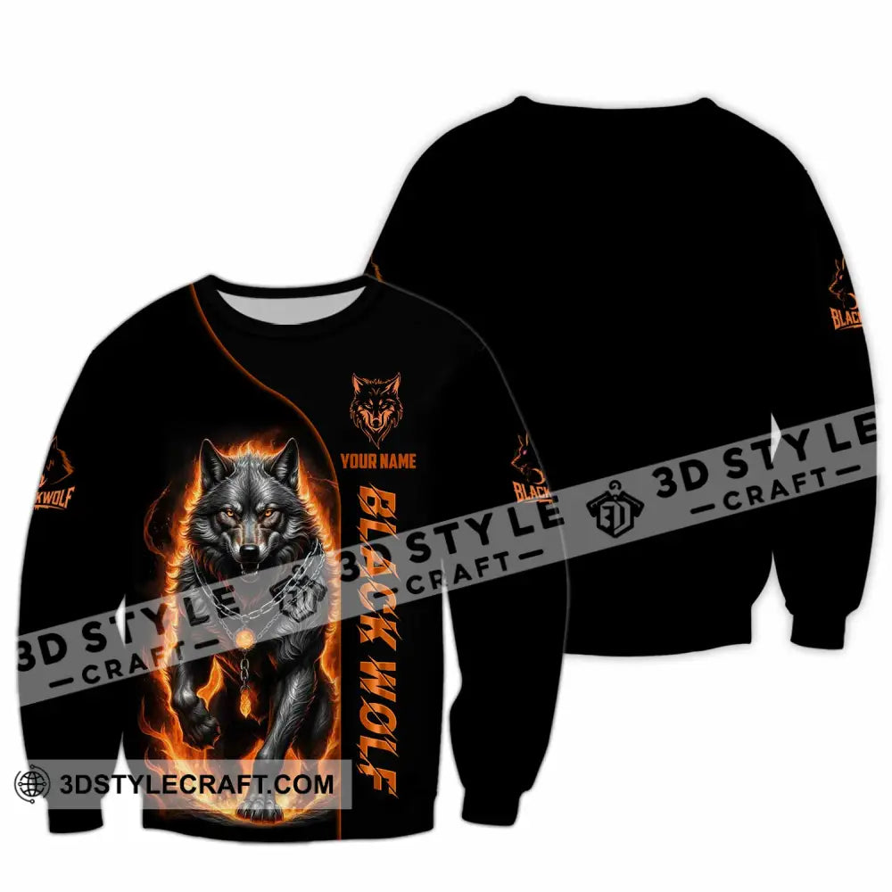 Unisex Shirt - Custom Black Wolf Shirt Long Sleeve / S T-shirt