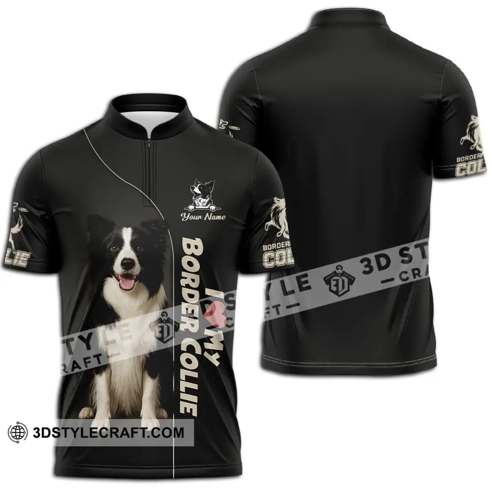 Unisex Shirt - Custom Border Collie Shirt Zipper Polo Shirt / S T-shirt