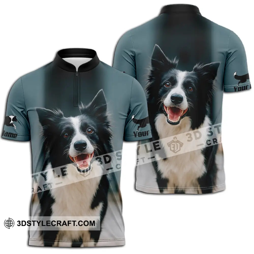 Unisex Shirt - Custom Border Collie Shirt Zipper Polo Shirt / S T-shirt
