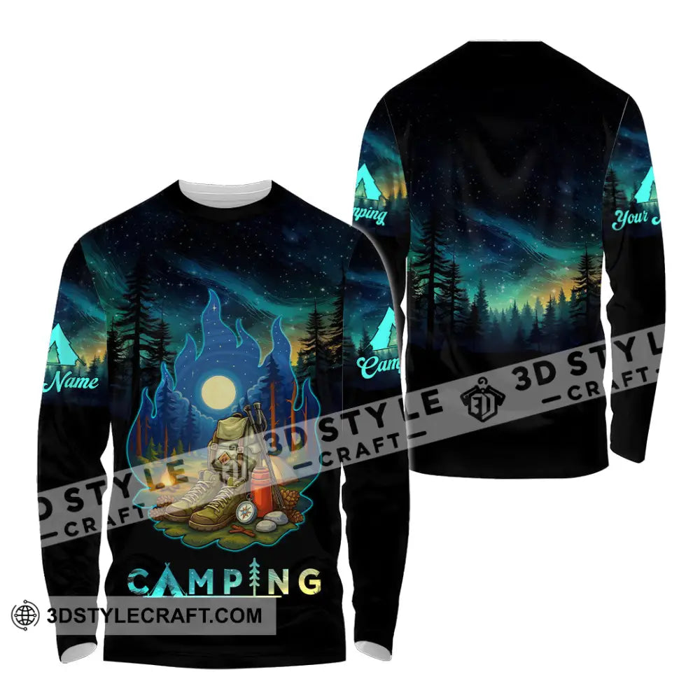 Unisex Shirt - Custom Born To Be Wild Camping Shirt Long Sleeve Shirt / S T-shirt