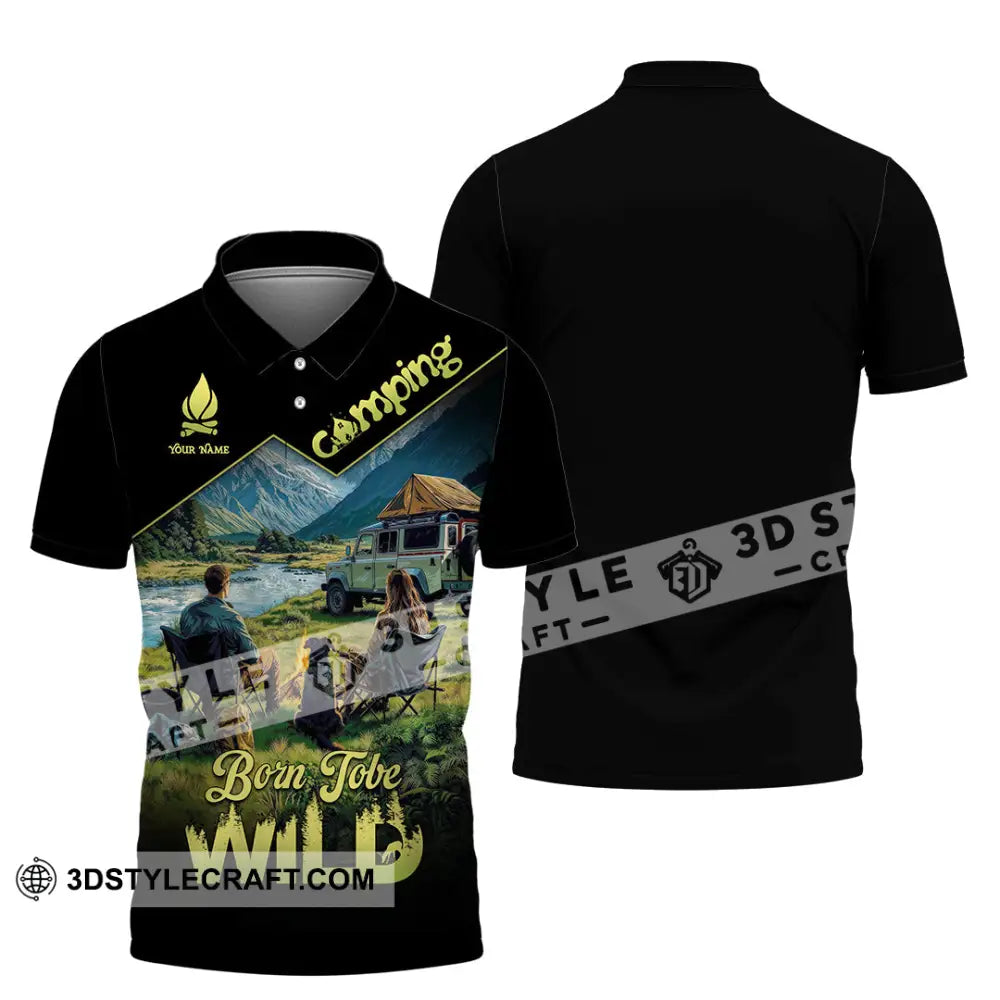 Unisex Shirt - Custom Born To Be Wild Camping Shirt Polo Shirt / S T-shirt