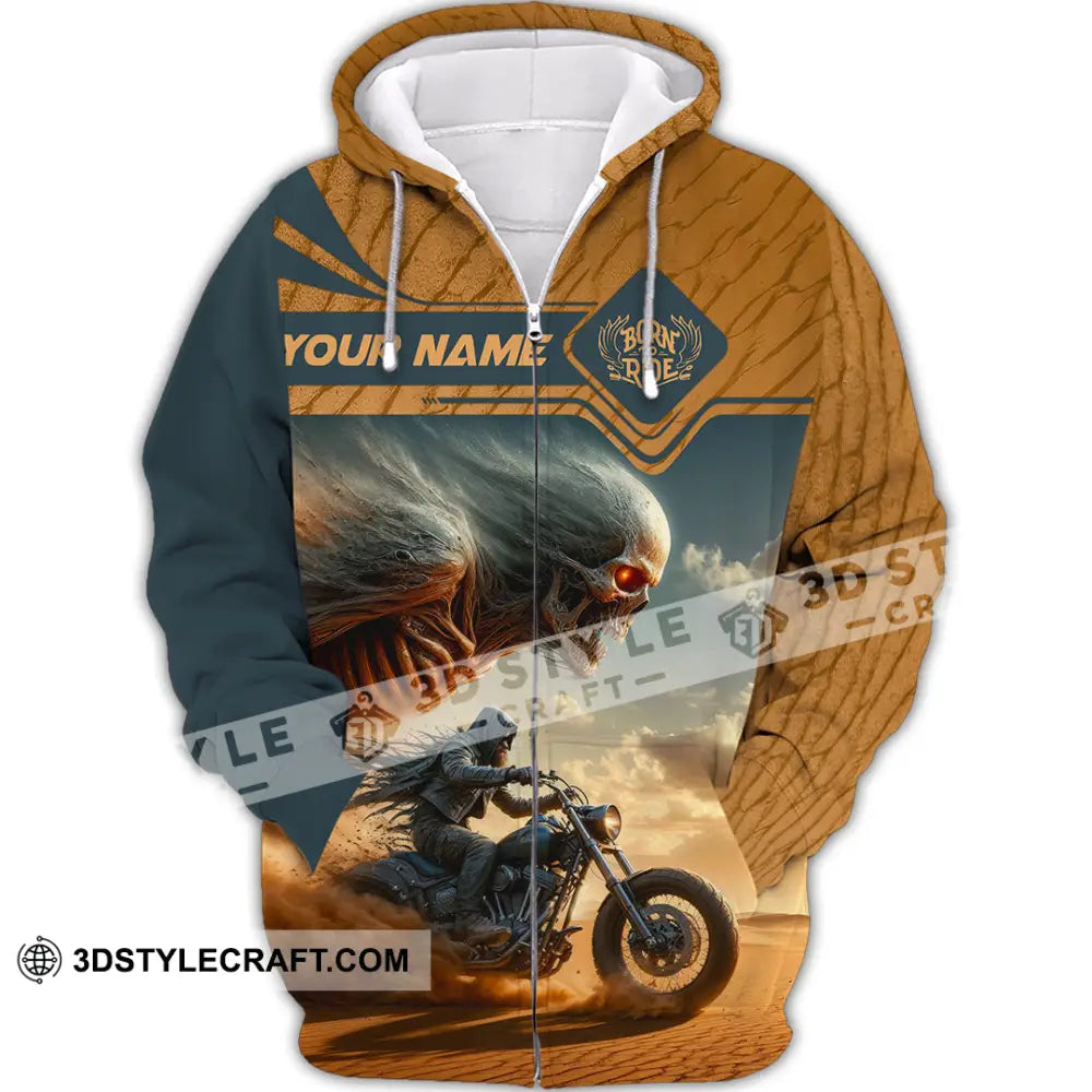 Unisex Shirt - Custom Born To Ride Riding Lover Shirt Zipper Hoodie / S T-shirt