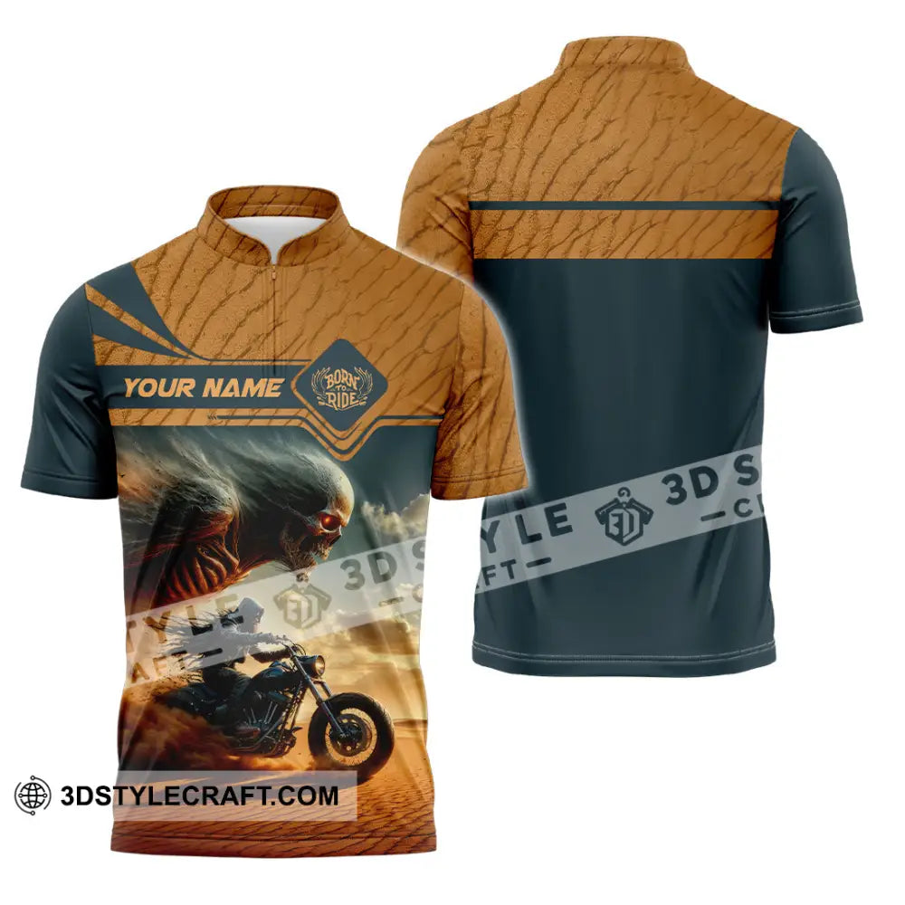 Unisex Shirt - Custom Born To Ride Riding Lover Shirt Zipper Polo Shirt / S T-shirt