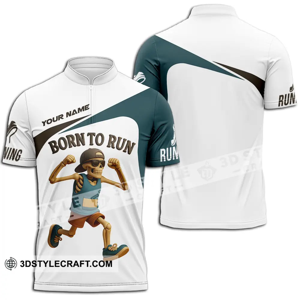 Unisex Shirt - Custom Born To Run Running Lover Sport Shirt Zipper Polo Shirt / S T-shirt