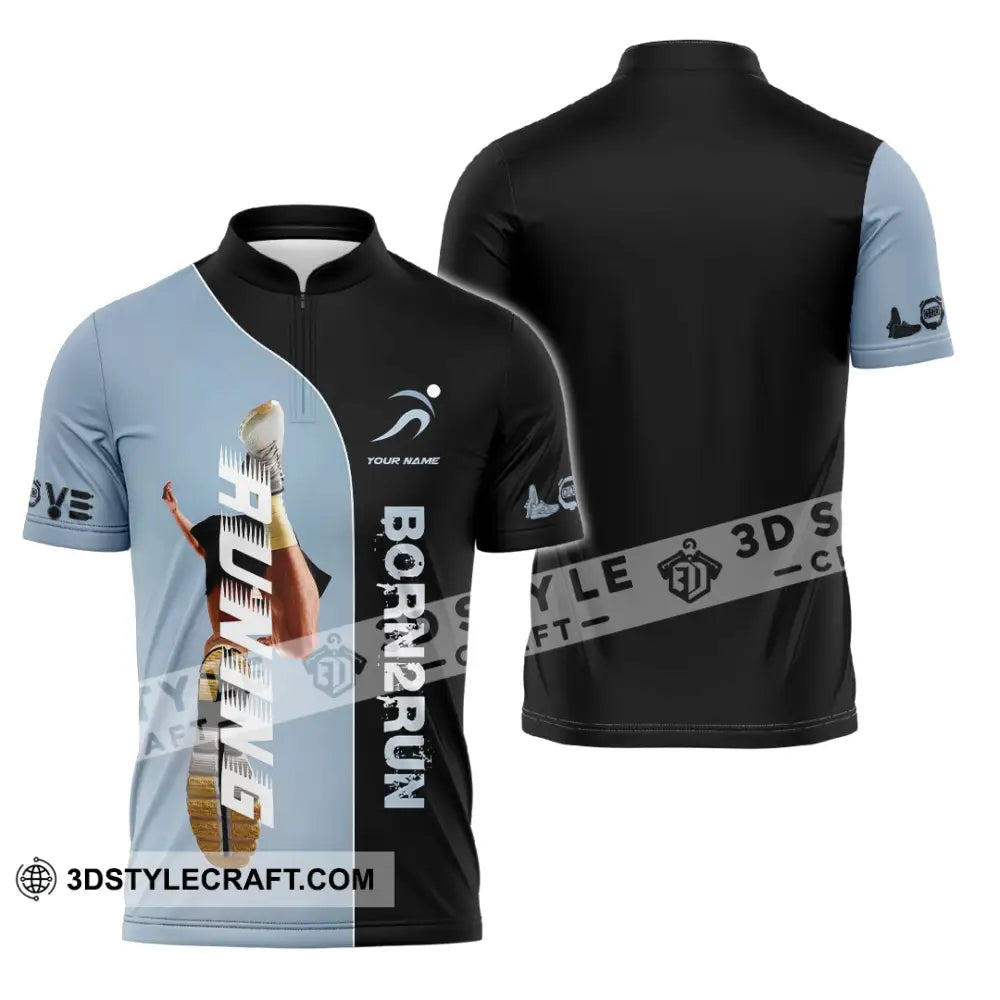Unisex Shirt - Custom Born To Running Shirt Zipper Polo Shirt / S T-shirt